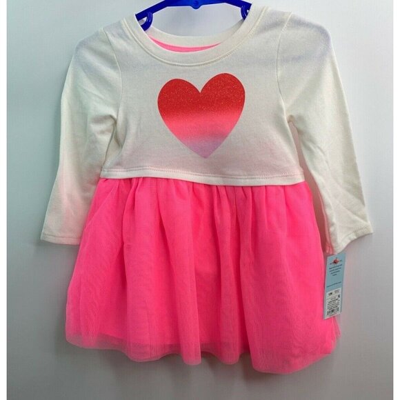 Cat & Jack 12M  Toddler Heart Tulle Dress & Bloomer Set Cream Pink NEW - Picture 1 of 6
